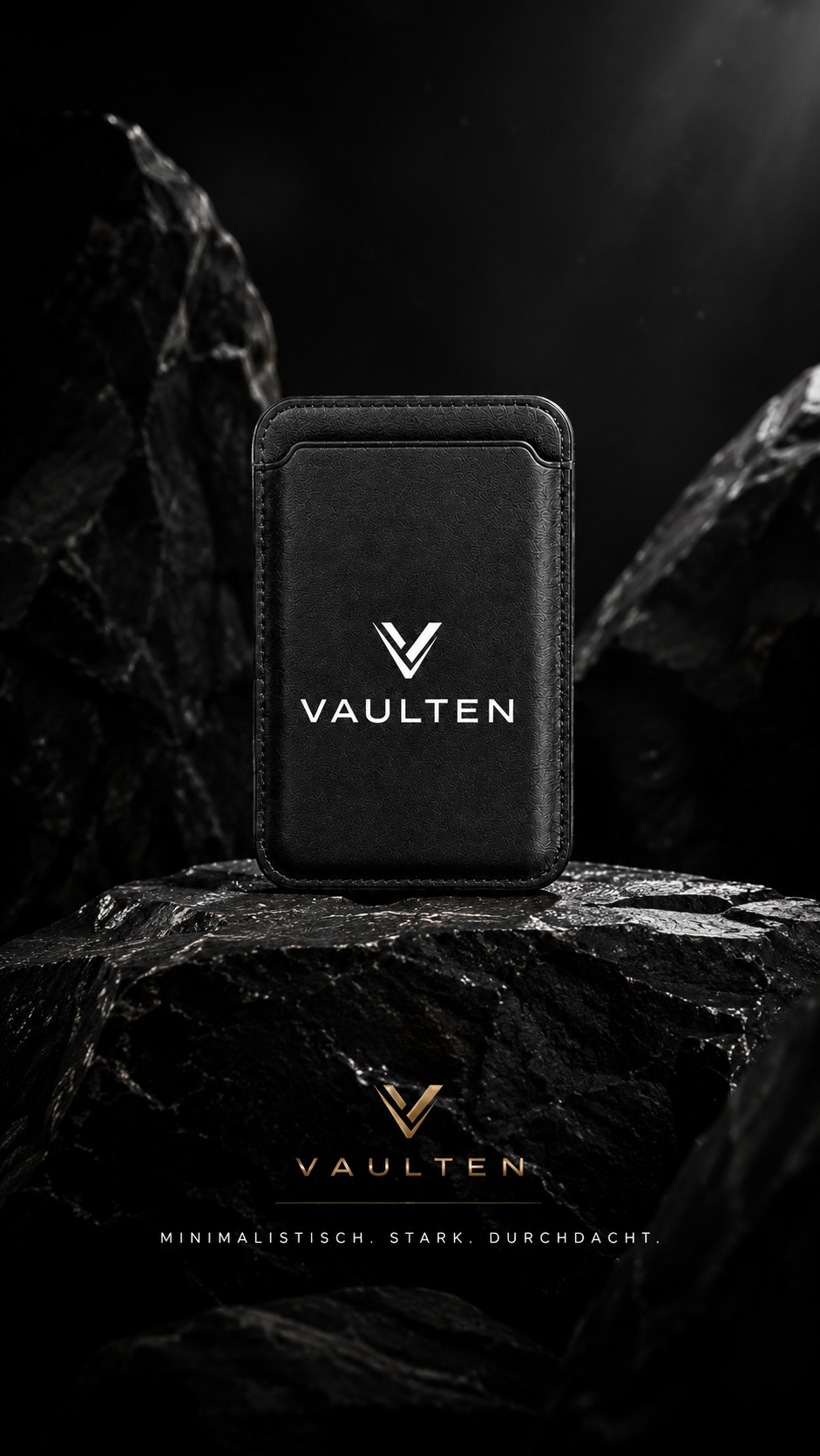 VAULTEN Slim Wallets, minimalistisch und stark, schwarz-goldene Markenoptik