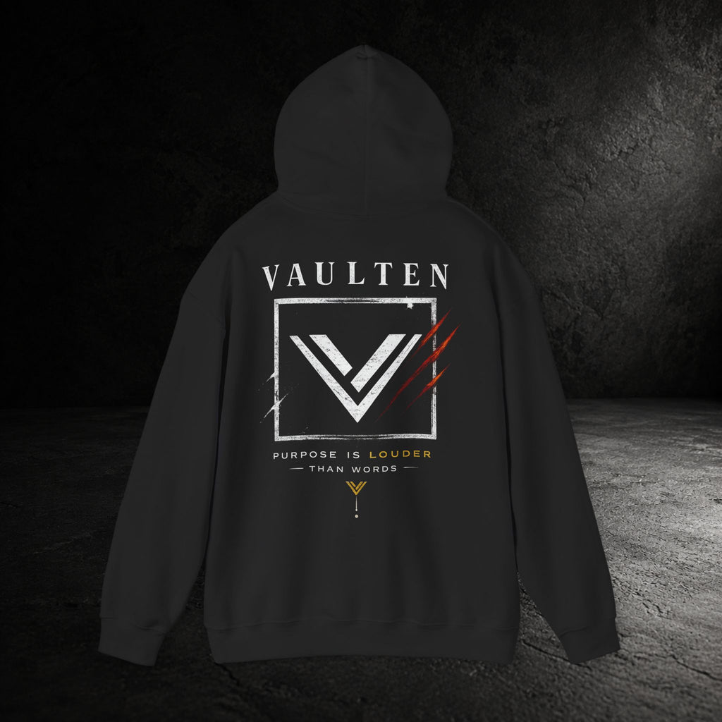 VAULTEN Purpose Hoodie schwarz, Frontansicht