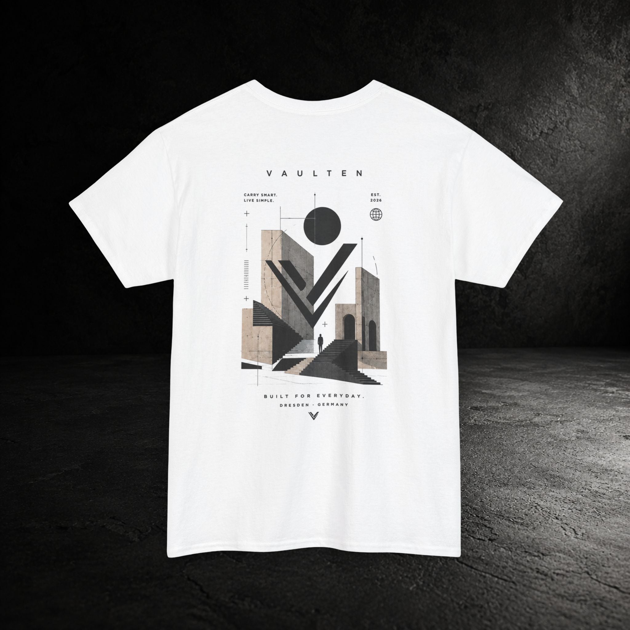 VAULTEN Geometric Cityscape Streetwear T-Shirt, Frontansicht