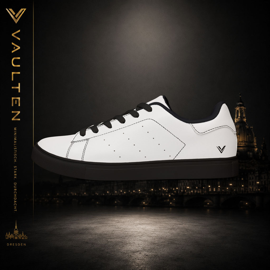 VAULTEN Weiße Herren-Sneaker aus Leder (Low-Top) — Minimalistische Casual-Streetwear