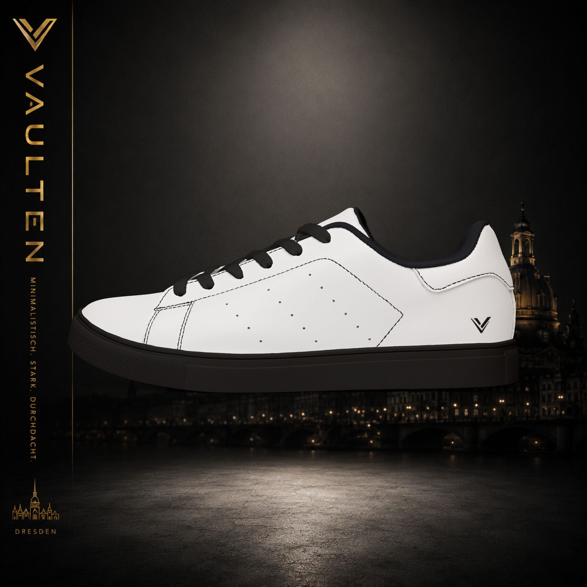 VAULTEN Weiße Herren-Sneaker aus Leder (Low-Top) — Minimalistische Casual-Streetwear