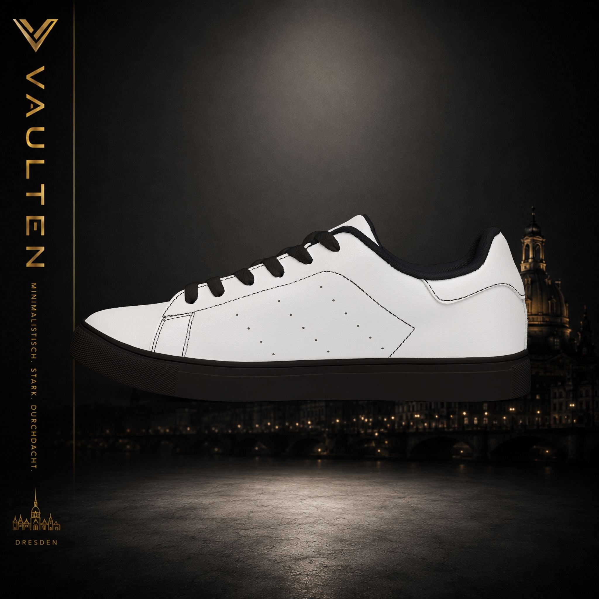 VAULTEN Weiße Herren-Sneaker aus Leder (Low-Top) — Minimalistische Casual-Streetwear