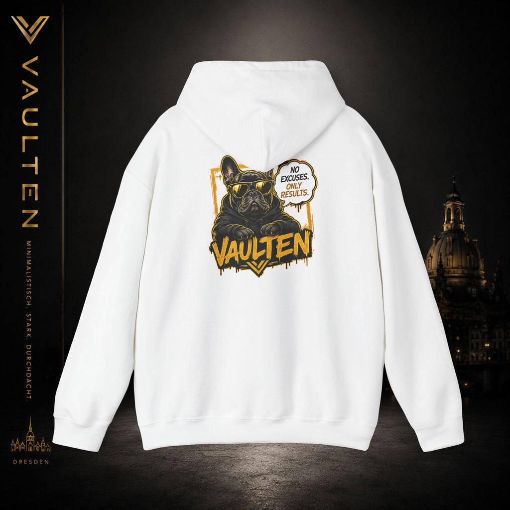 Vaulten Bulldog Society – No Excuses. Only Results. Premium Hoodie