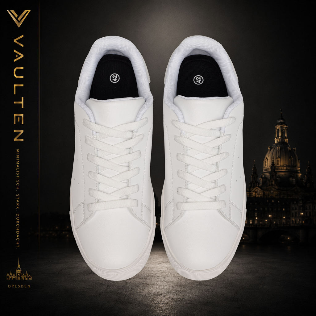 VAULTEN Weiße Herren-Sneaker aus Leder (Low-Top) — Minimalistische Casual-Streetwear
