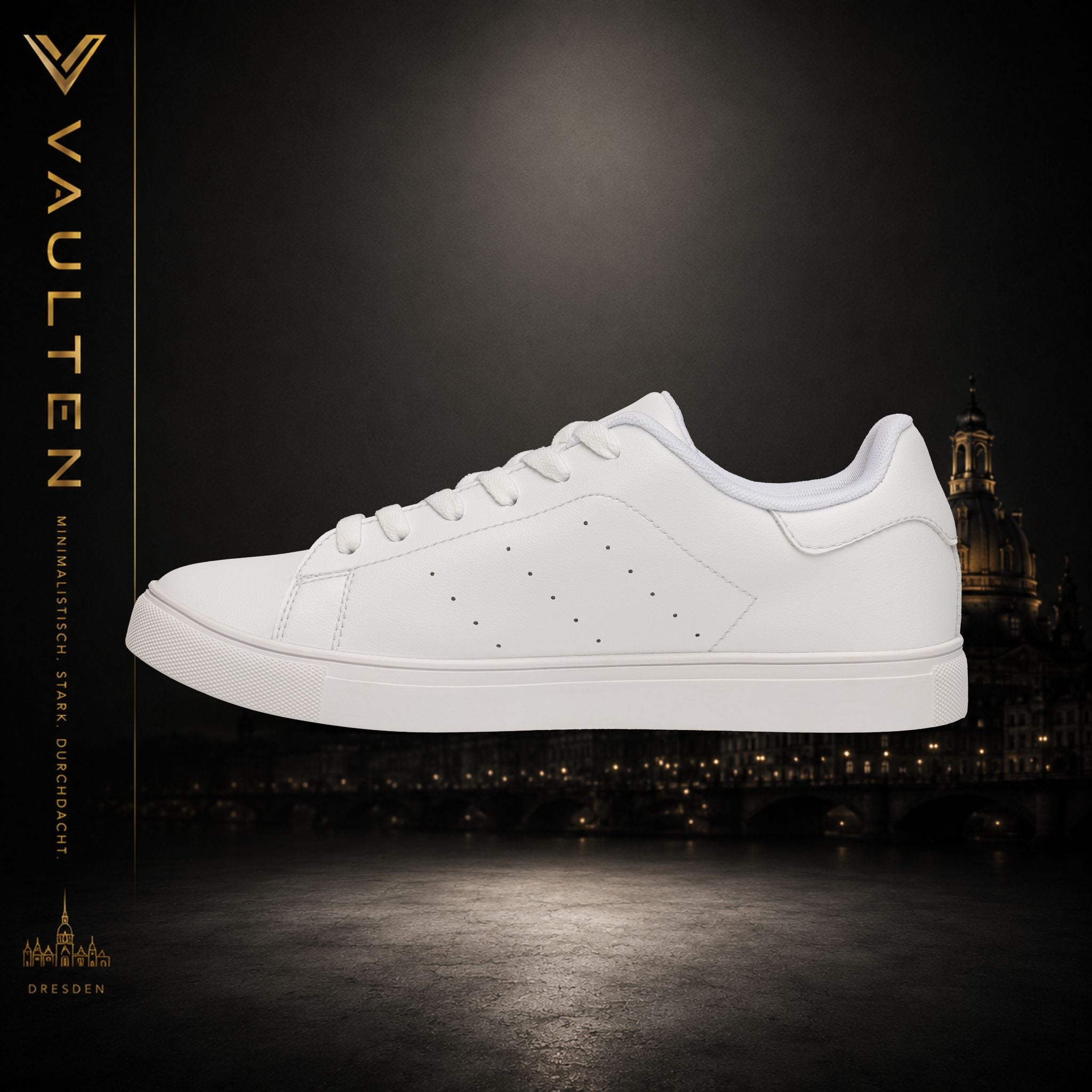VAULTEN Weiße Herren-Sneaker aus Leder (Low-Top) — Minimalistische Casual-Streetwear