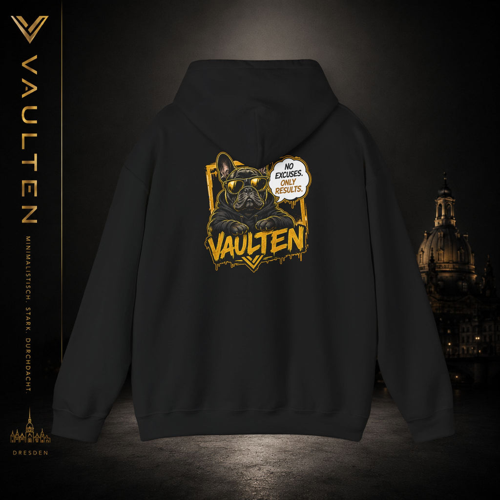 Vaulten Bulldog Society – No Excuses. Only Results. Premium Hoodie
