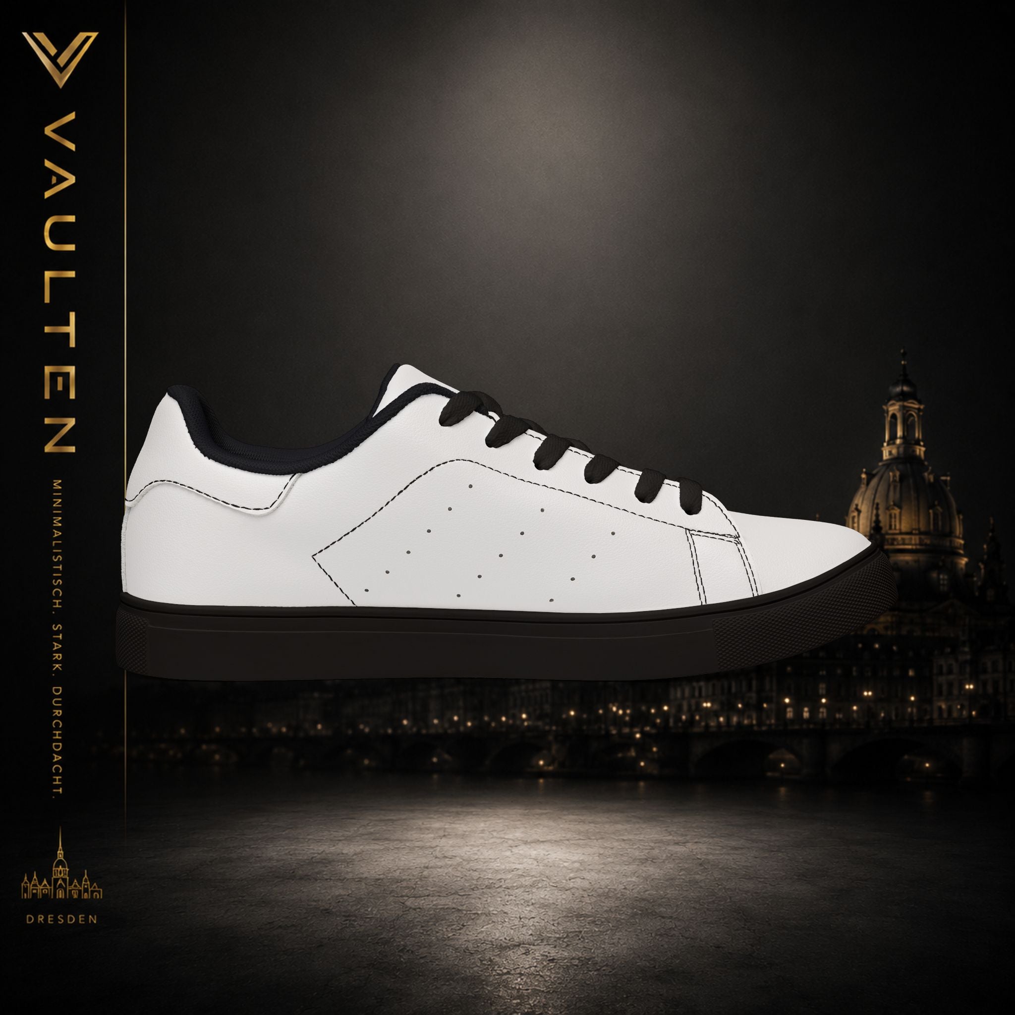 VAULTEN Weiße Herren-Sneaker aus Leder (Low-Top) — Minimalistische Casual-Streetwear
