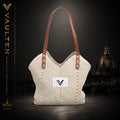 VAULTEN - Gewebte Schultertasche aus Stroh mit Lederträgern