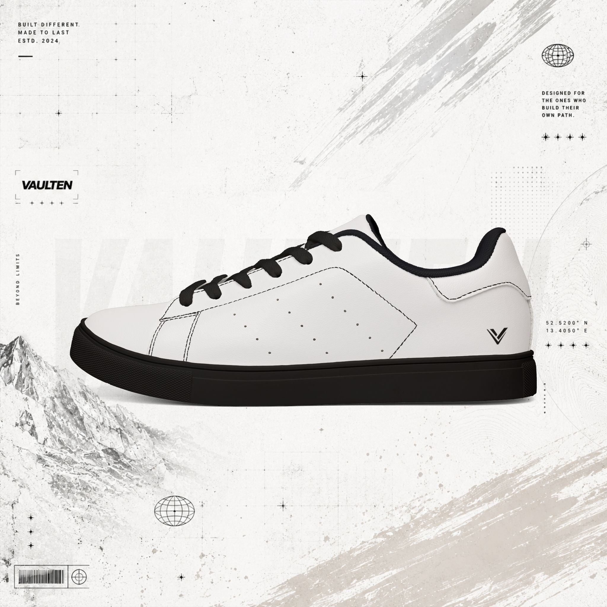 VAULTEN Weiße Herren-Sneaker aus Leder (Low-Top) — Minimalistische Casual-Streetwear