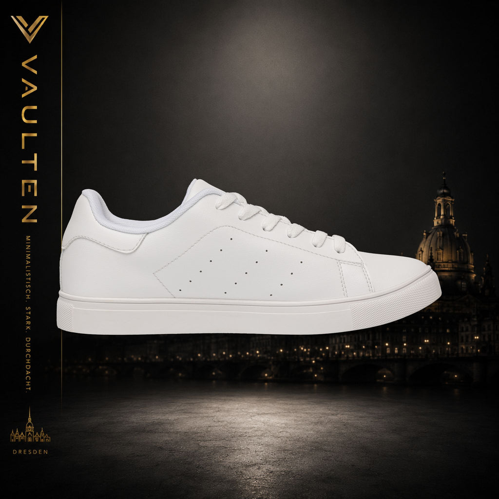 VAULTEN Weiße Herren-Sneaker aus Leder (Low-Top) — Minimalistische Casual-Streetwear