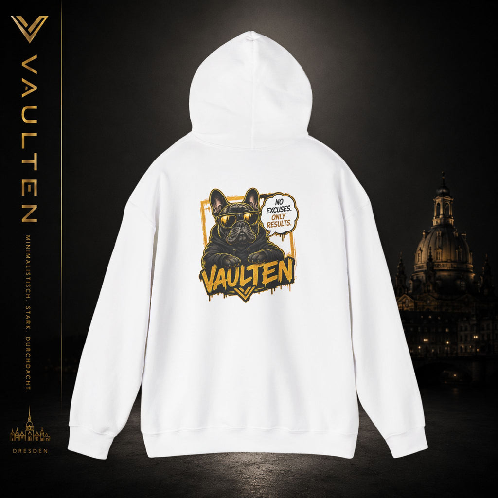 Vaulten Bulldog Society – No Excuses. Only Results. Premium Hoodie