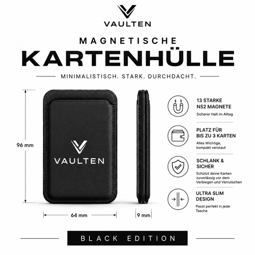 VAULTEN Slim – Magnetic Wallet Black Edition